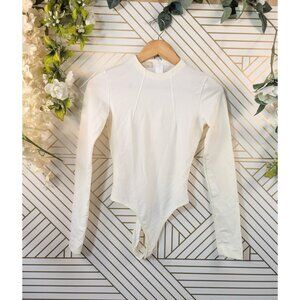 FUTURE OZBEK Women's Vintage White Bodysuit Long Sleeve Zip Back POLYAMIDE 2?
